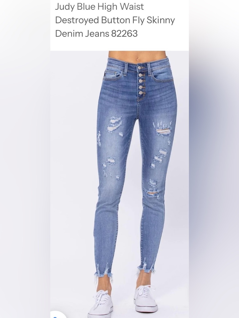 NWT Judy Blue High Waist Destroyed Button Fly Skinny Denim Jeans Size 22W